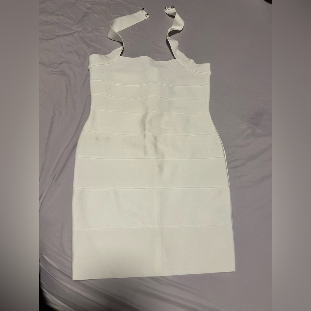 Herve Leger Strapless Cream Dress